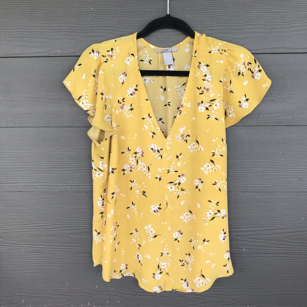 H&M Floral V neck Top.